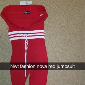Fashion nova red lounge jumpsuit
